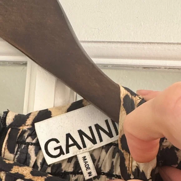 Ganni size 38 Leopard Print Peplum Top - Beige & Black - Picture 2 of 3